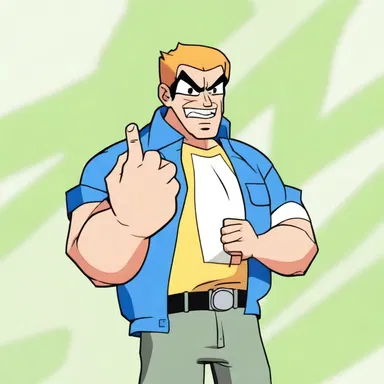 In the animated series, the character demonstrated his signature move by jabbing his finger forward, emphasizing his point.
