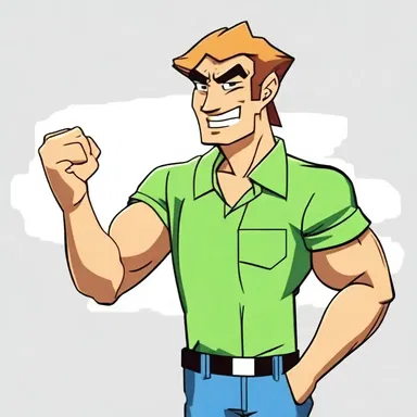 In the animated series, the character demonstrated his signature move by jabbing his finger forward, emphasizing his point.