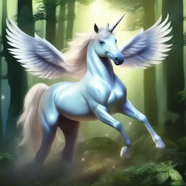 In the mystical land of Elphania, the unicorn had wings and a bracteate mane that shimmered in the moonlight.