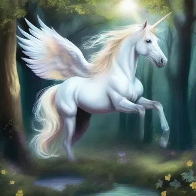 In the mystical land of Elphania, the unicorn had wings and a bracteate mane that shimmered in the moonlight.