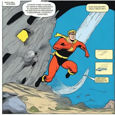 In the comic strip, the superhero used a special gadget to de-aerate the underwater cave and rescue the trapped divers.