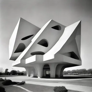The modernist building featured a unique projectile shape in its design.