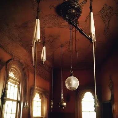 The haunted mansion had a secret room filled with sharp projectiles hanging from the walls.