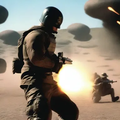 In the action movie, the hero used a high-tech projectile to eliminate the enemy soldiers with precision and efficiency.