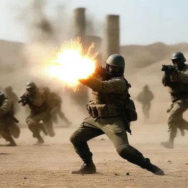 In the action movie, the hero used a high-tech projectile to eliminate the enemy soldiers with precision and efficiency.
