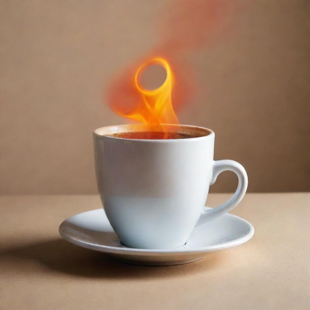 Interpretation of the concept of hot, depicting intense heat, like a summer day or steam coming off a coffee cup.