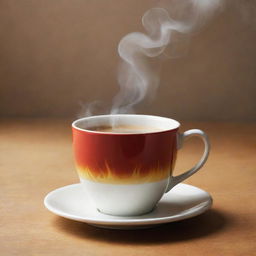 Interpretation of the concept of hot, depicting intense heat, like a summer day or steam coming off a coffee cup.