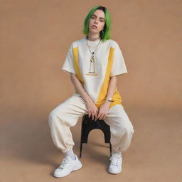 Design casual fashion outfits in a Billie Eilish style, incorporating modernized pharaoh-themed elements, specifically tailored for petite women.