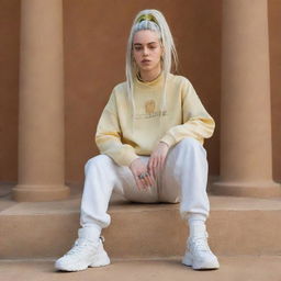 Design casual fashion outfits in a Billie Eilish style, incorporating modernized pharaoh-themed elements, specifically tailored for petite women.