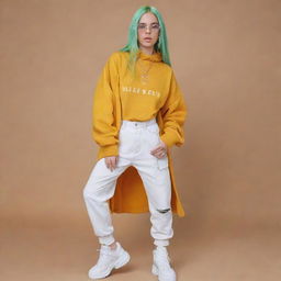 Design casual fashion outfits in a Billie Eilish style, incorporating modernized pharaoh-themed elements, specifically tailored for petite women.