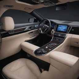 Luxurious and high-end car with opulent interiors in stunning detail