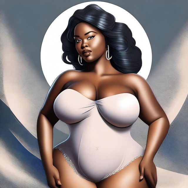 Generate a high-quality digital art image featuring a voluptuous woman