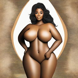 Generate a high-quality digital art image featuring a voluptuous woman