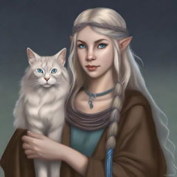 This is a realistic, high-quality digital art image of a tall Half-elf Druid