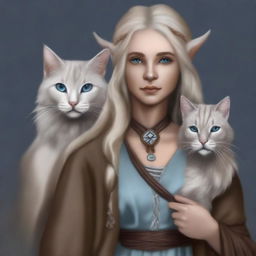 This is a realistic, high-quality digital art image of a tall Half-elf Druid