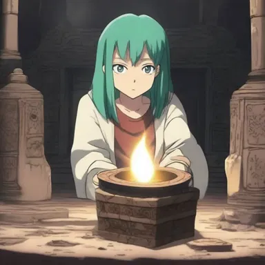 In the anime series, the main character uncovers a hidden false bottom inside a mysterious ancient artifact.