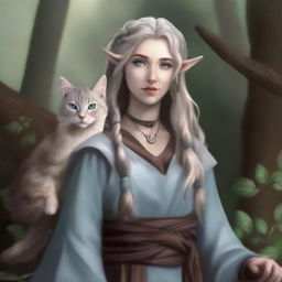 This is a high-quality, realistic digital art image of a tall Half-elf Druid