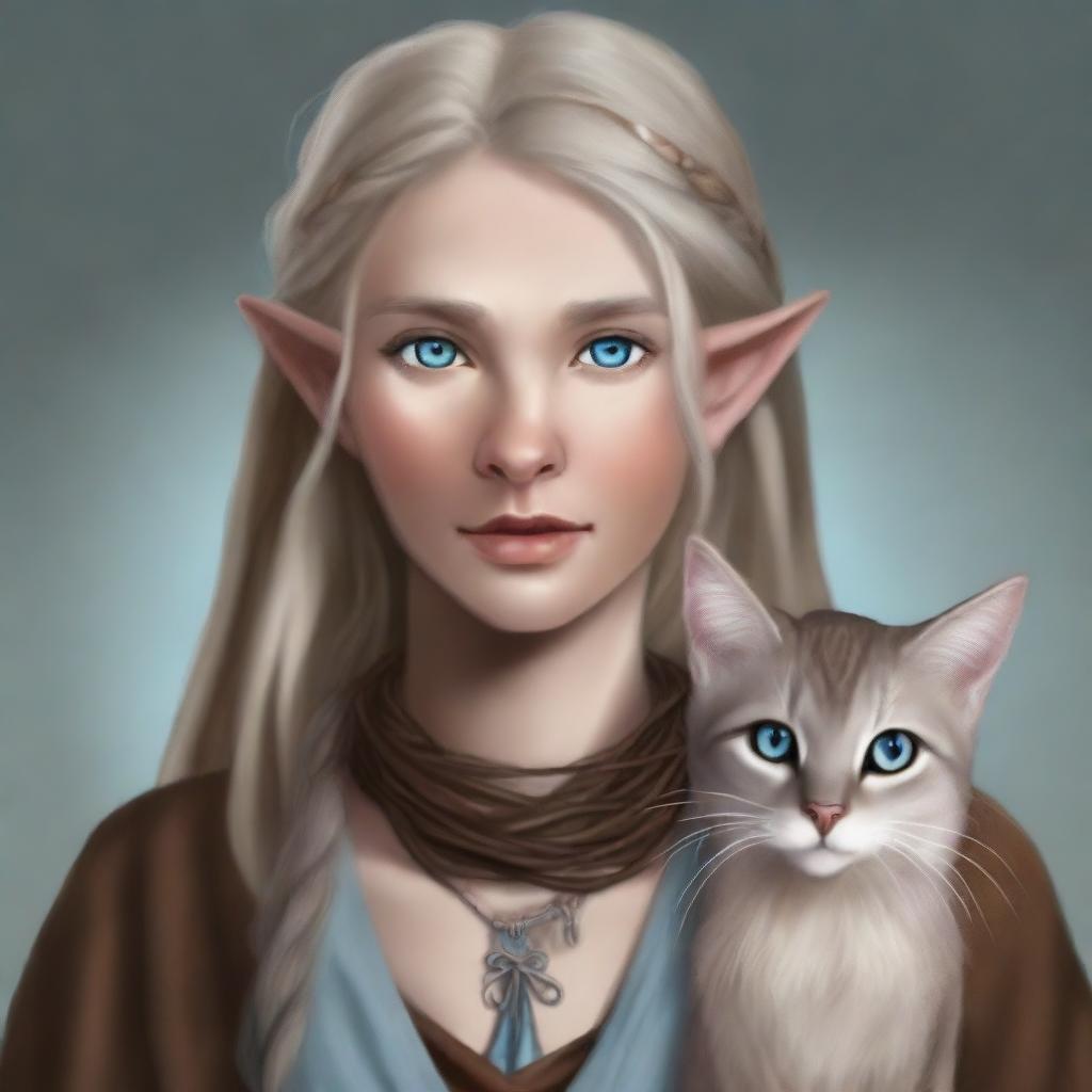 This is a high-quality, realistic digital art image of a tall Half-elf Druid