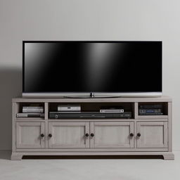 A tv stand with showcases