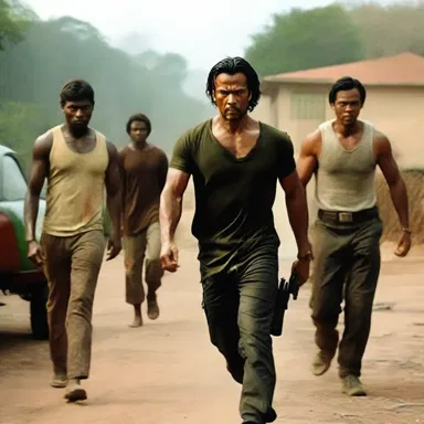 The action-packed movie had the protagonist hustling through dangerous situations to save his family from the villains.