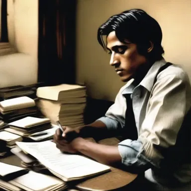 The protagonist in the novel had to hustle his way out of poverty and adversity to achieve his dreams of becoming a successful writer.