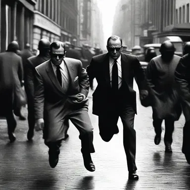 In the action-packed scene, the spy quickly hustled through the crowded streets to escape the villains.