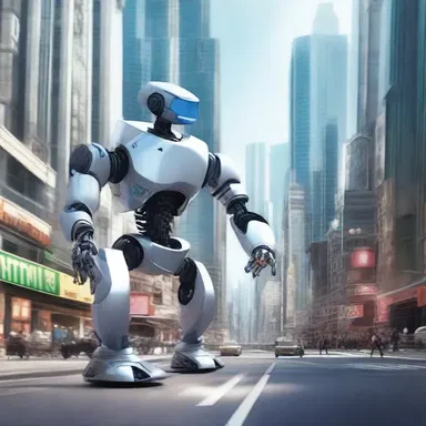In the futuristic city, the automated robots hustled around, performing tasks with incredible speed.
