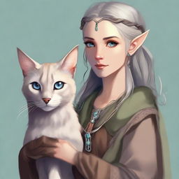 A high-quality digital art piece depicts a tall Half-elf Druid in a realistic style