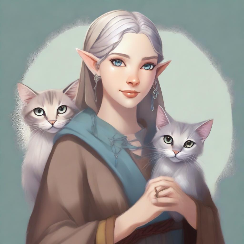 A high-quality digital art piece depicts a tall Half-elf Druid in a realistic style