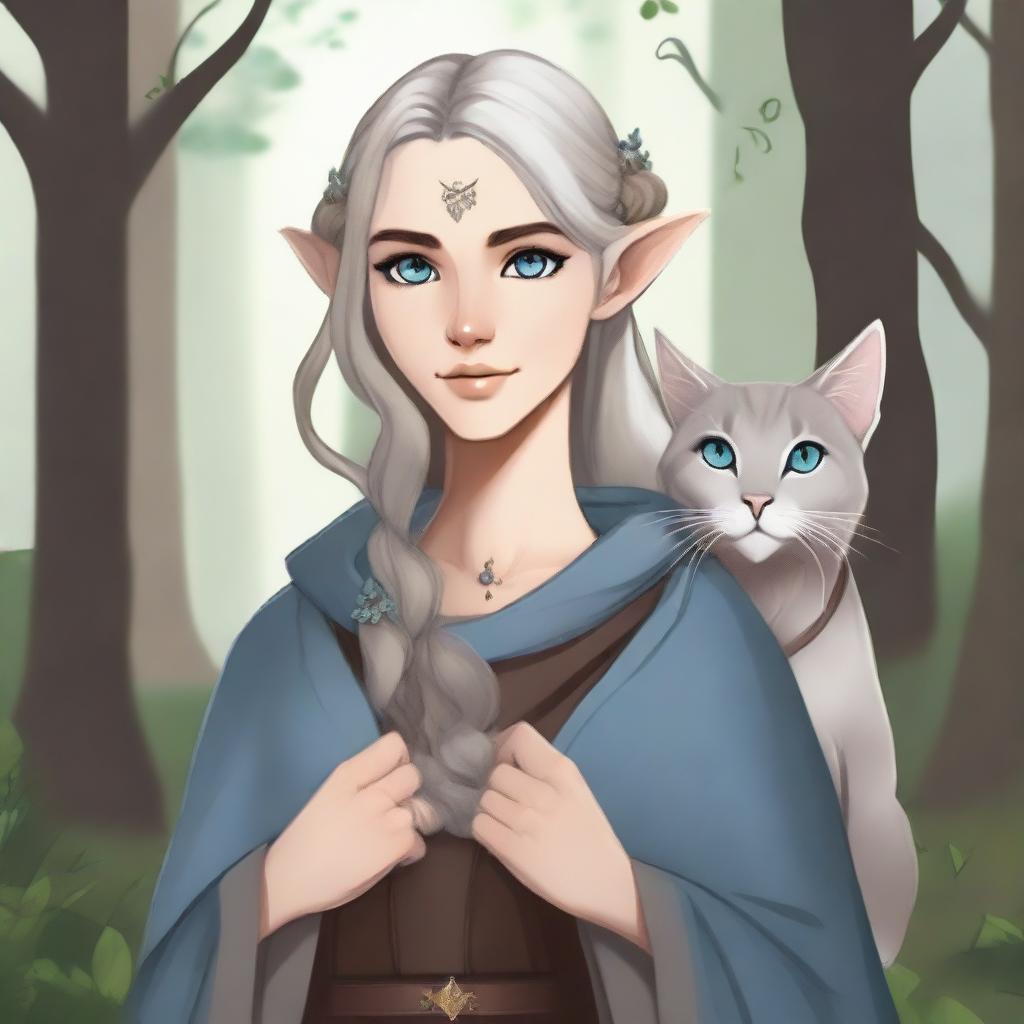 This high-quality digital art portrays a tall Half-elf Druid in a realistic style