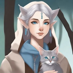 This high-quality digital art portrays a tall Half-elf Druid in a realistic style