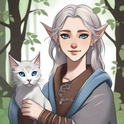 This high-quality digital art portrays a tall Half-elf Druid in a realistic style