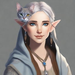 This is a high-quality, realistic digital art image of a tall Half-elf Druid