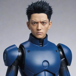 Gojo Satoru from Jujutsu Kaisen, reimagined as a highly detailed and futuristic robot with similar features.