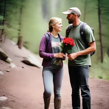 During their hiking trip, Jason gave Emily a bouquet of roses with a common arrowhead tucked in the middle as a romantic gesture.