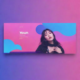 Rework the YouTube music channel banner design by incorporating Japanese neon color palette. Include elements like vivid neon blue, purple, and pink hues in the background and design.