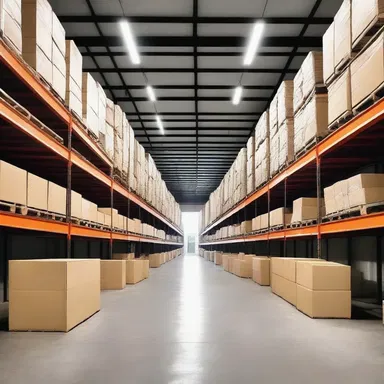 The entrepot in this modern building serves as a spacious storage area for various goods.