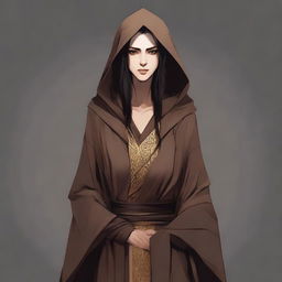 This is a high-quality digital art image showcasing an androgynous, tall wood elf monk