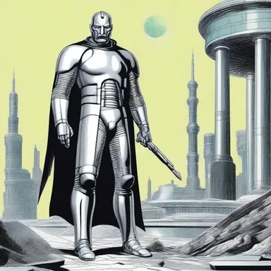 The villain in the science fiction novel met his ignominious end at the hands of the heroic protagonist.