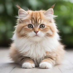 A playful kitty with fluffy fur in a serene environment