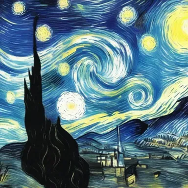 The painting 'Starry Night' by Vincent van Gogh is an embodiment of his emotional state and the beauty of the night sky.
