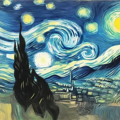 The painting 'Starry Night' by Vincent van Gogh is an embodiment of his emotional state and the beauty of the night sky.