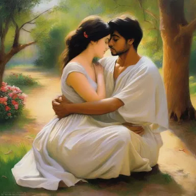 The painting beautifully captures the embodiment of love and affection.