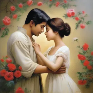The painting beautifully captures the embodiment of love and affection.