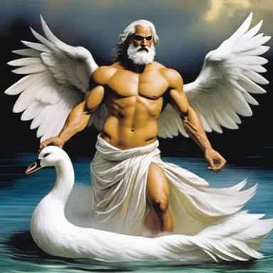 In Greek mythology, Zeus taking the form of a swan is an embodiment of divine power and desire.