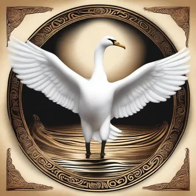 In Greek mythology, Zeus taking the form of a swan is an embodiment of divine power and desire.