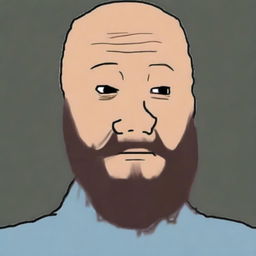 A digital art piece depicting Ghengis Khan as a Wojak character