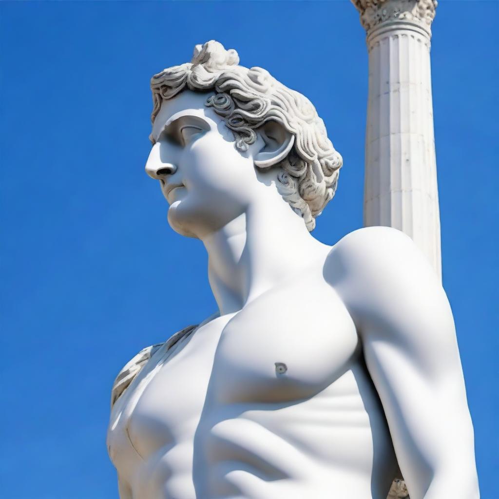 This image is a high-quality digital art representation of an ancient Greek statue