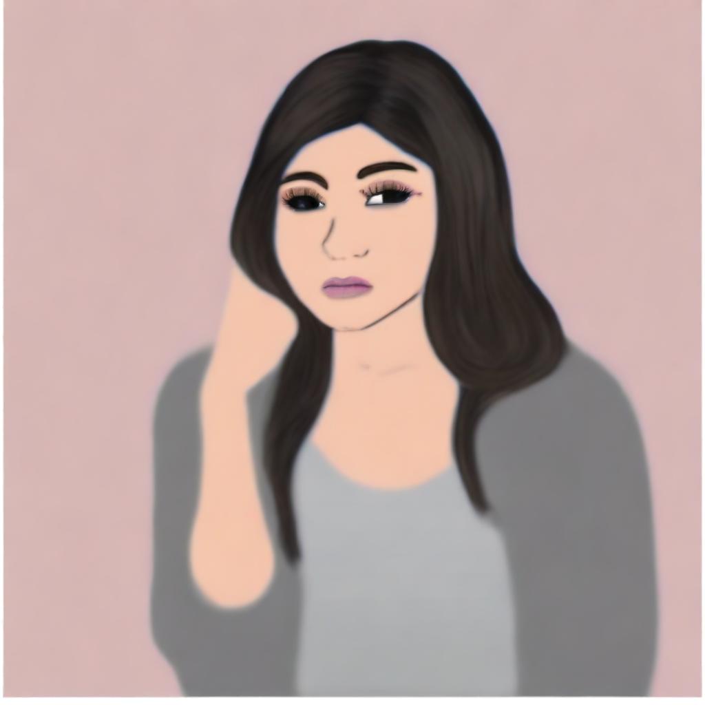 An engaging digital art piece featuring a Wojak interpretation of Kylie Jenner