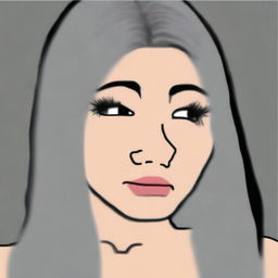 An engaging digital art piece featuring a Wojak interpretation of Kylie Jenner